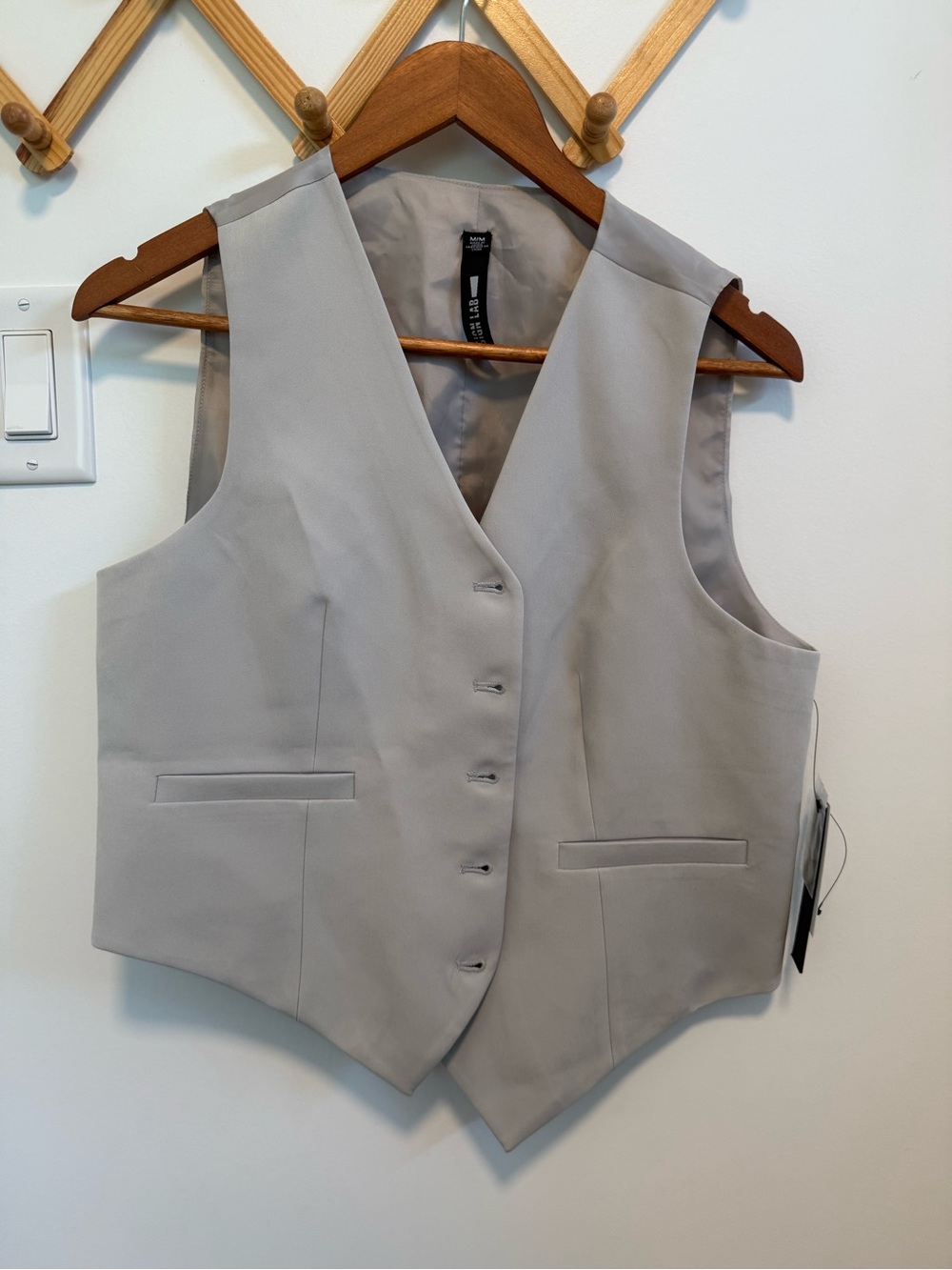 Design Lab Lord & Taylor Light Gray Tailored Vest